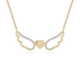 moissanite angel wings heart necklaces in yellow gold vermeil
